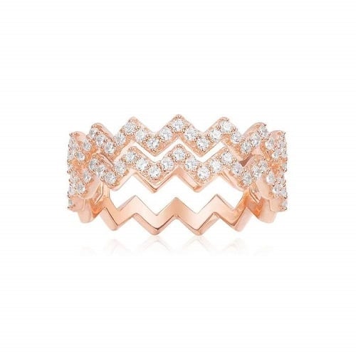 DOUBLE UP AND DOWN RING - PINK SILVER