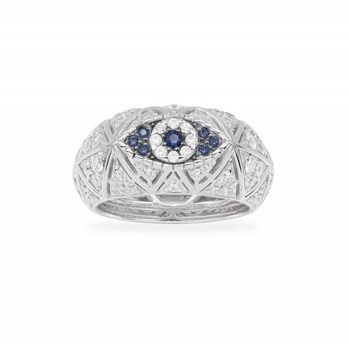 LUCKY EYE RING - WHITE SILVER