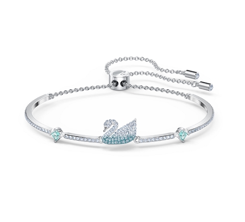 FACET SWAN BANGLE, MULTI-COLORED, MIXED METAL FINISH