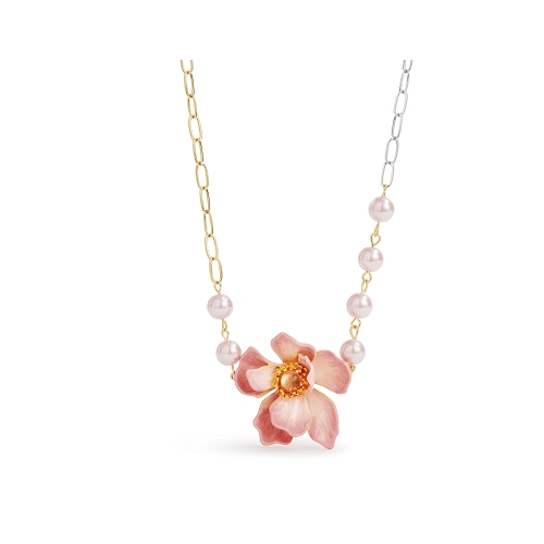 PINK MAGNOLIA FLOWER NECKLACE