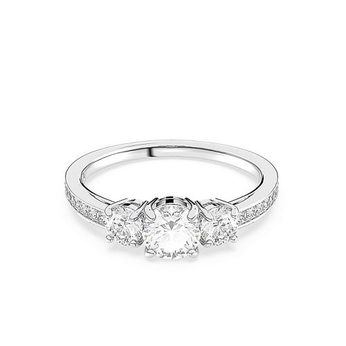 ATTRACT TRILOGY ROUND RING, WHITE, RHODIUM PLATED