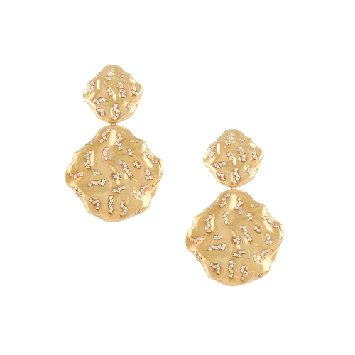 FEMININE WAVES HAMMERED PAVE EARRINGS