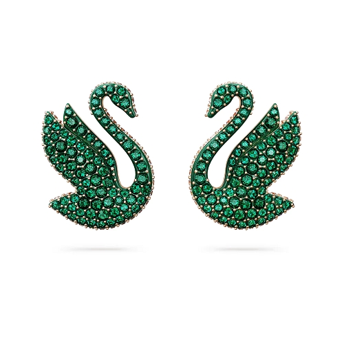 GREEN ICONIC SWAN EARRINGS