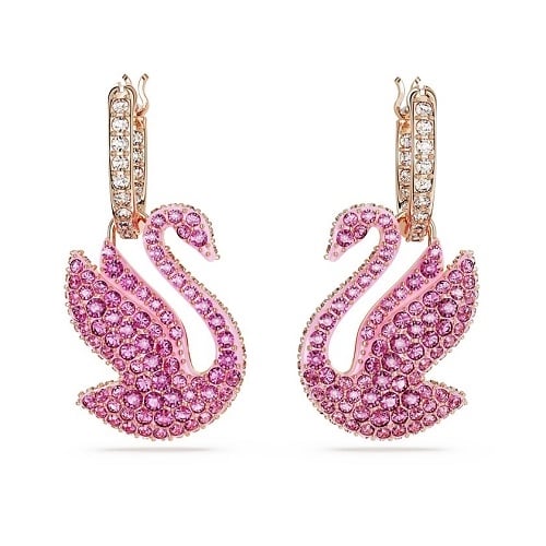 ICONIC SWAN DROP EARRINGS - PINK