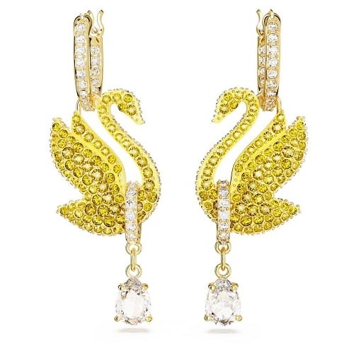 ICONIC SWAN DROP EARRINGS - YELLOW