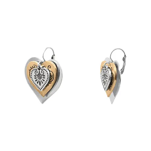 GOLD & SILVER HEART SHAPED EARRINGS