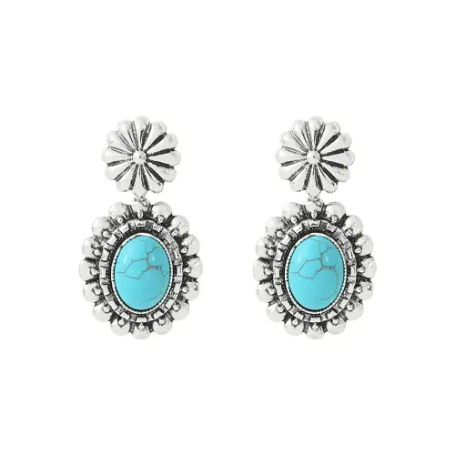 SILVER EARRINGS WITH TURQUOISE