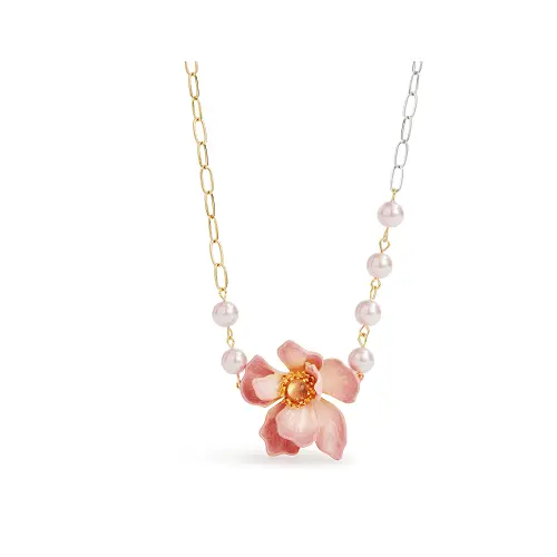 PINK MAGNOLIA FLOWER NECKLACE
