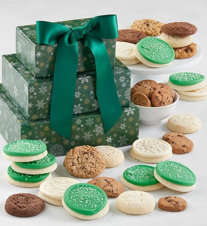 Green Snowflake Gift Tower