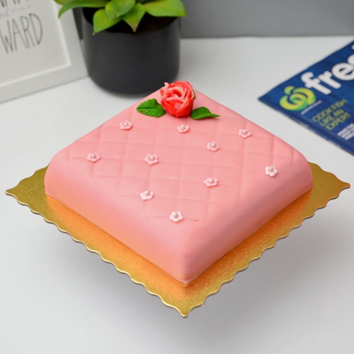 Marzipan Covered Ribbon Cake