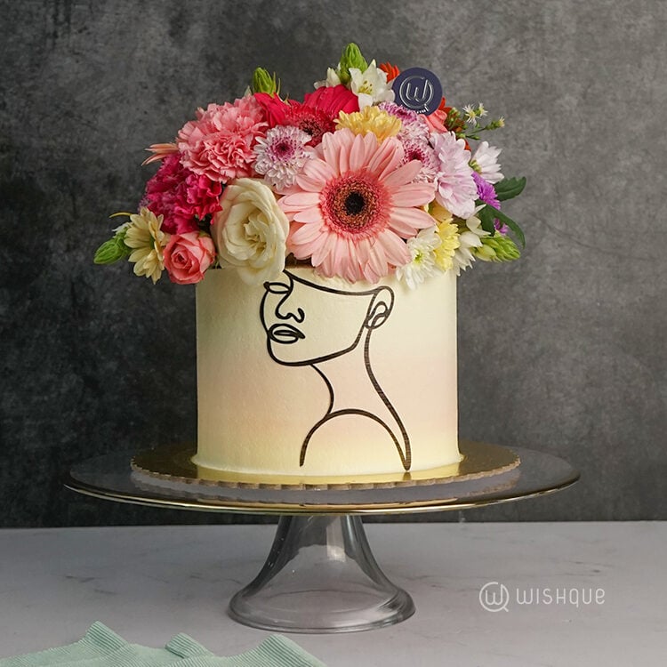 Blossoming Her Fresh Floral Hat Chocolate Cake