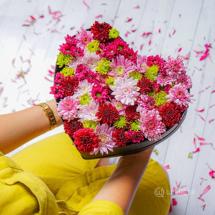 Violet Chrysanthemum Heart Box