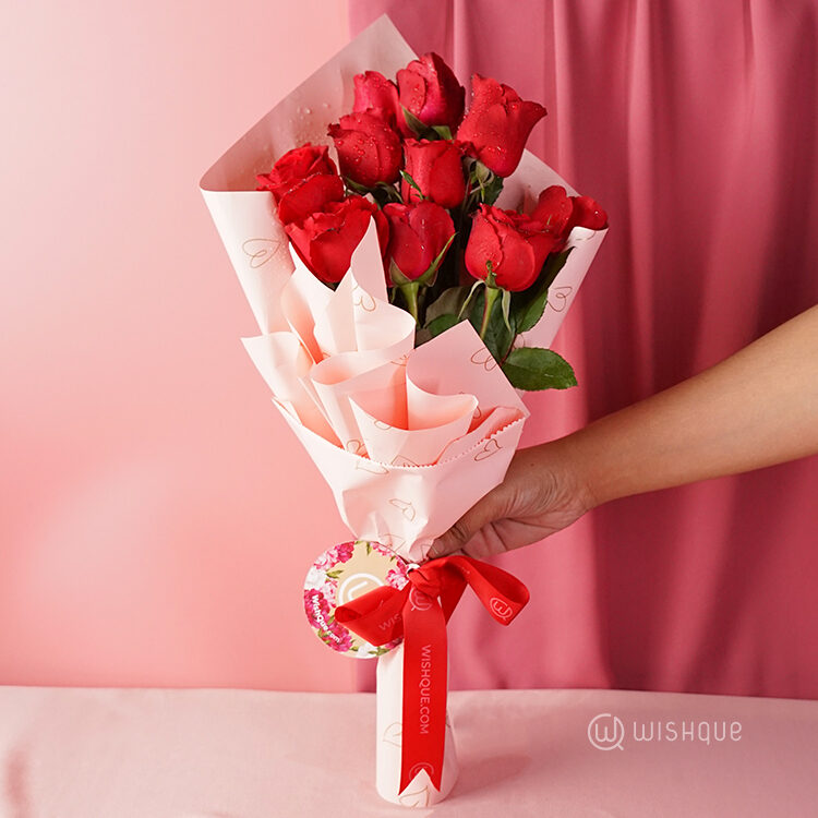 Red Romance Fresh Roses Bouquet