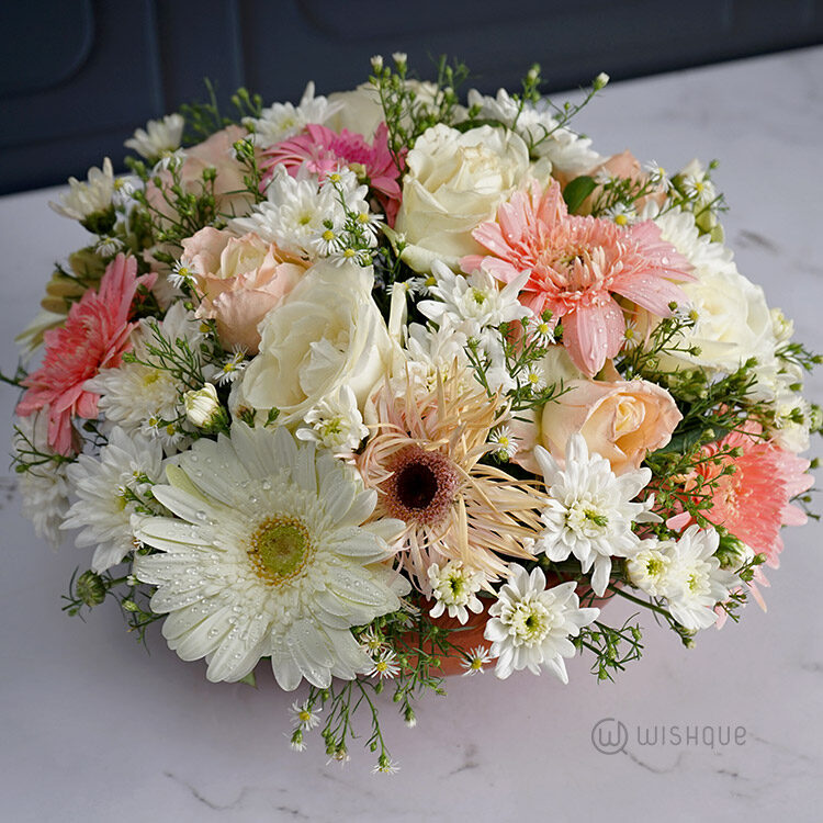 Just Peachy Clay Pot Arrangement
