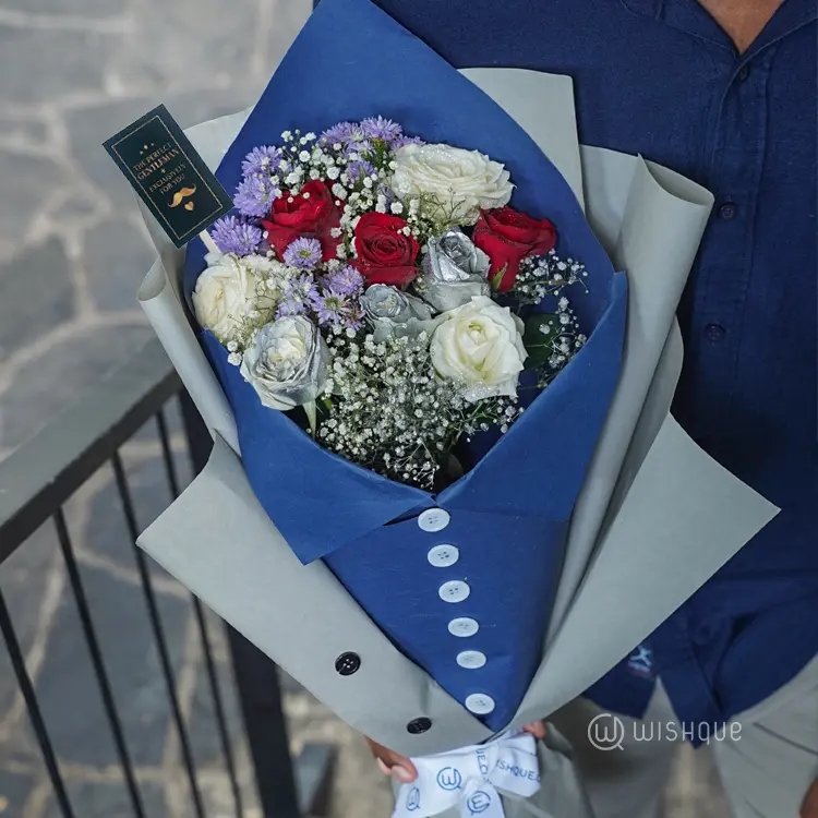 A Touch of Sapphire Gentleman Bouquet