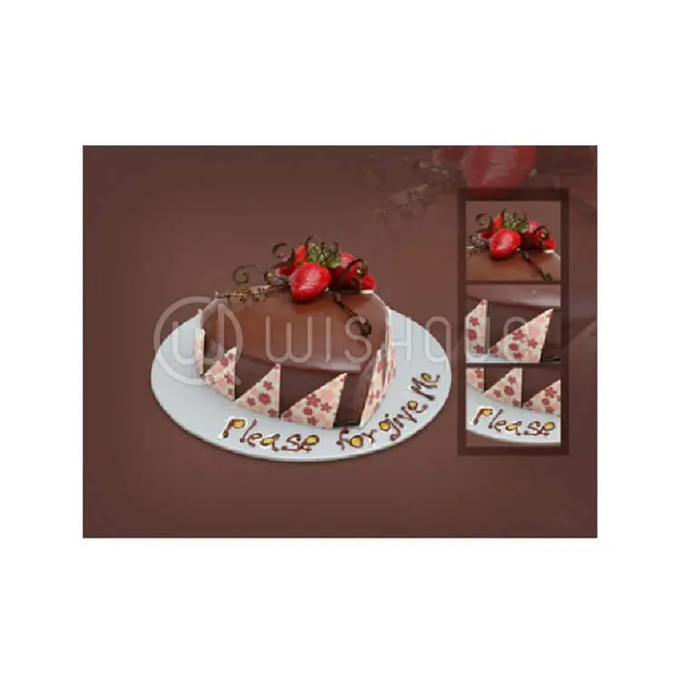 Heart Shaped "Please Forgive Me" Chocolate Cake