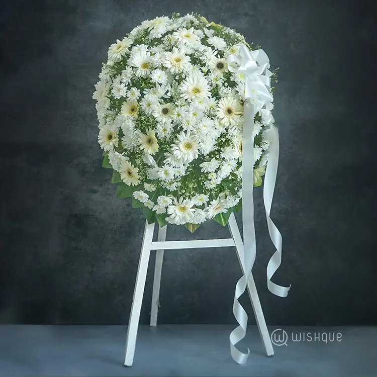 White Filling Funeral Standing Wreath