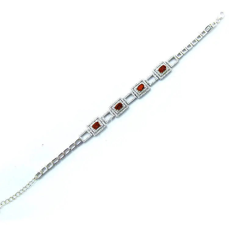 Garnet & Zirconia Silver Bracelet