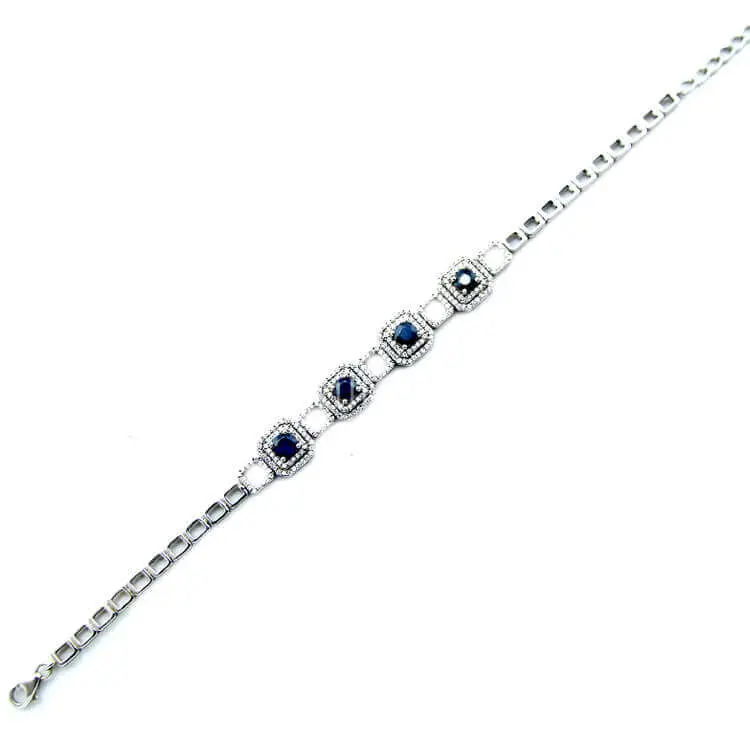 Blue Topaz & Zirconia Silver Bracelet