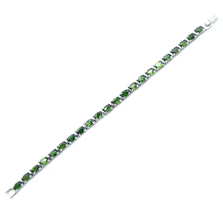 Crome Diopside Silver Bracelet