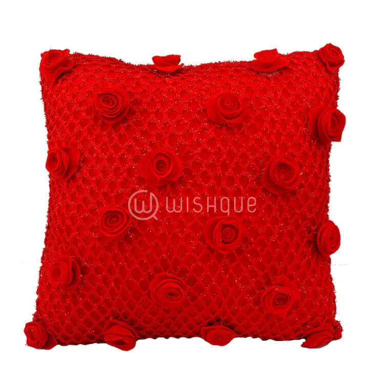 Red Net Shimmer Red Roses Cushion