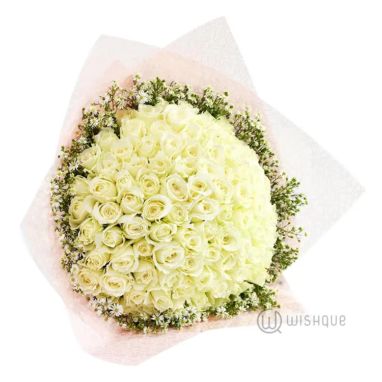 Bunch of 100 White Roses
