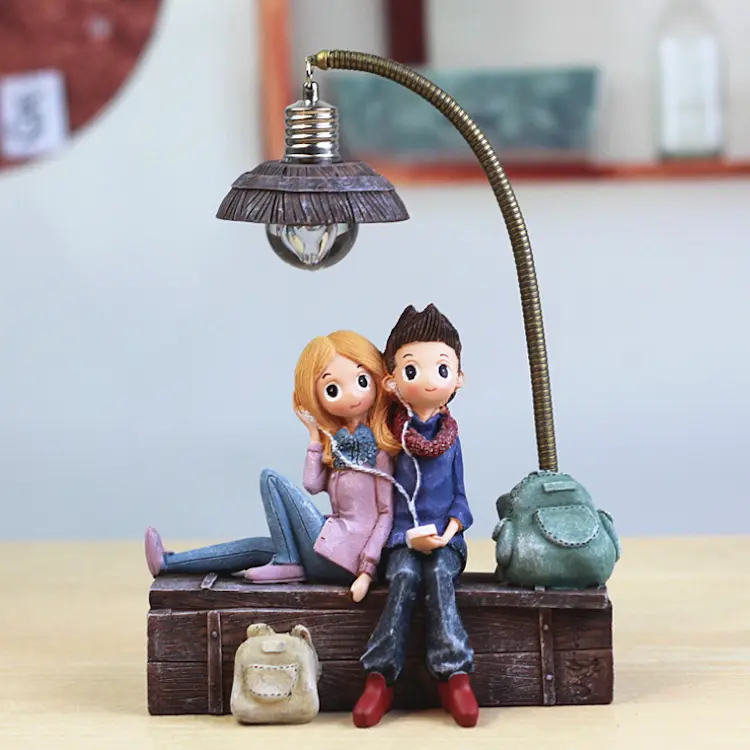 Listening To Music Together Couple Ornament with Night Light