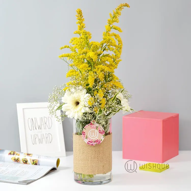 Pretty Spring White Gerbera Vase Arrangement