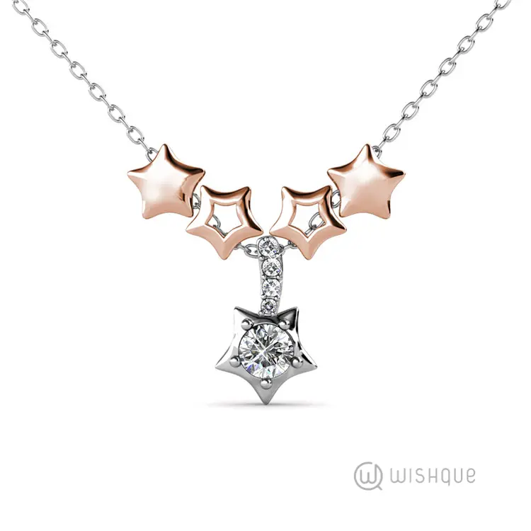 Star Necklace With Cloe Crystals White-Gold And Rose-Gold Plated