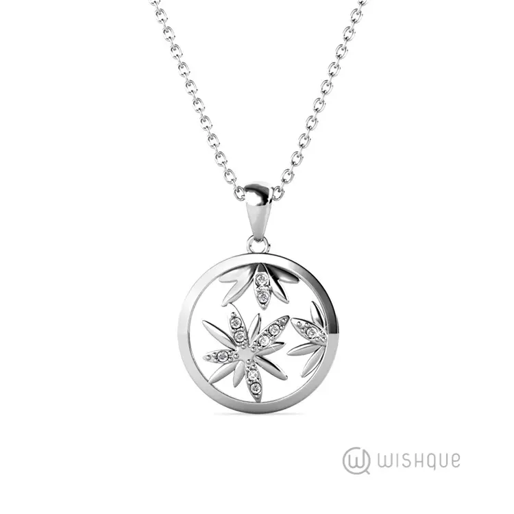 Blooming Pendant With Cloe Crystals White-Gold Plated