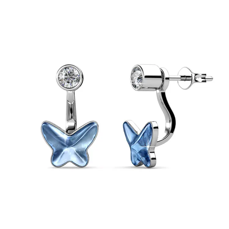 Symbolic Butterfly Earrings With Cloe Crystals White-Gold Plated