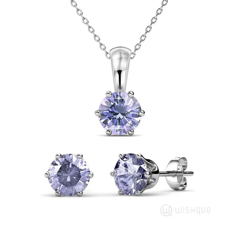 Alexandrite Birthston Pendant And Earrings Set With Cloe Crystals