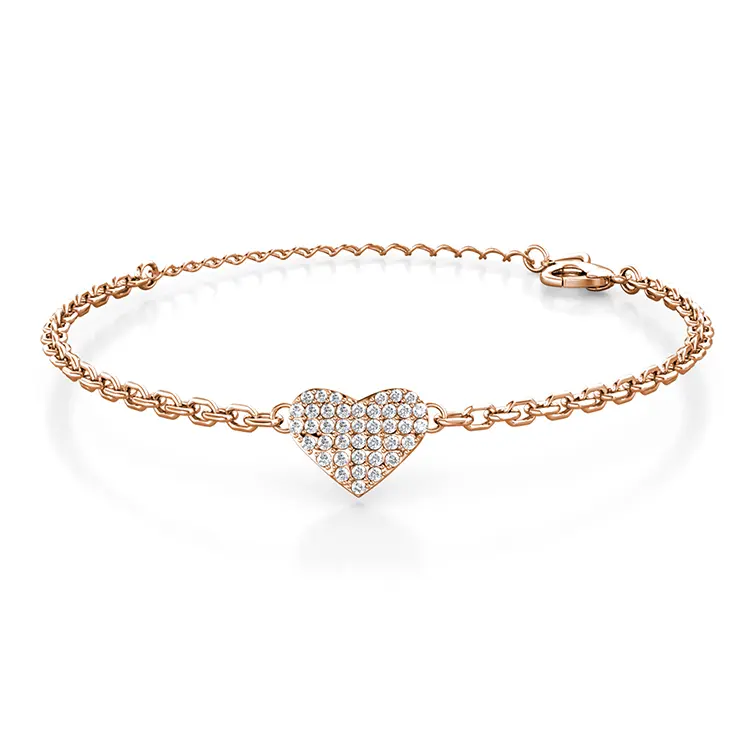 Crystals Heart Bracelet With Cloe Crystals Rose-Gold Plated