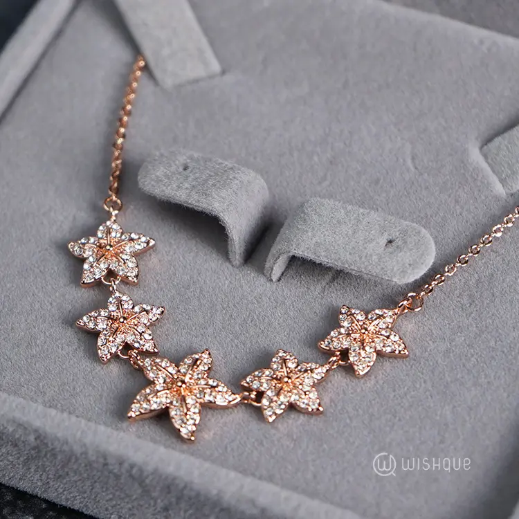 Blooming Petals Necklace With Cloe Crystals Rose-Gold Plated