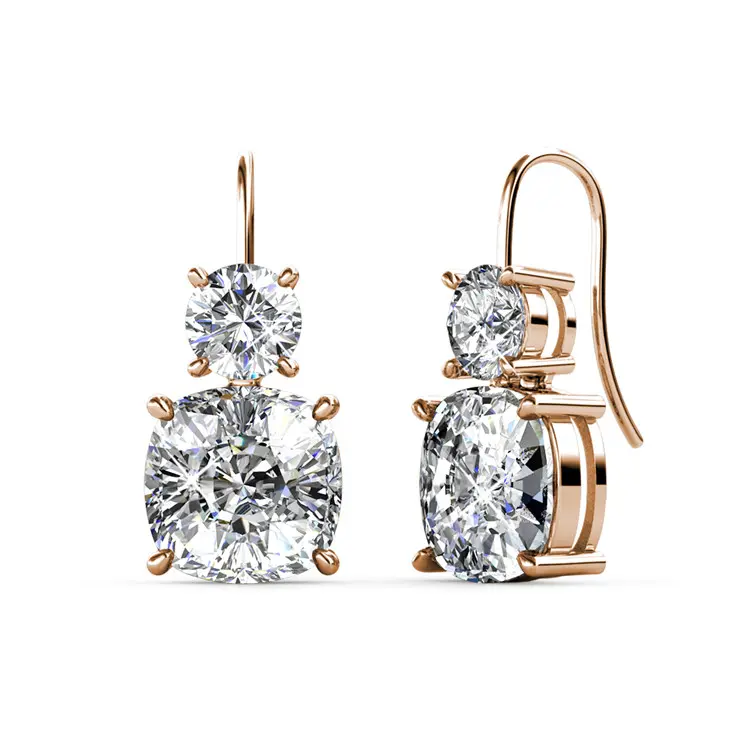 Stone Earrings With Cloe Crystals Rose-Gold Plated