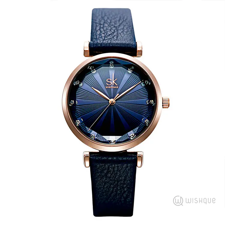 SK Blue Women Watch With Cutting Glass K0099L03