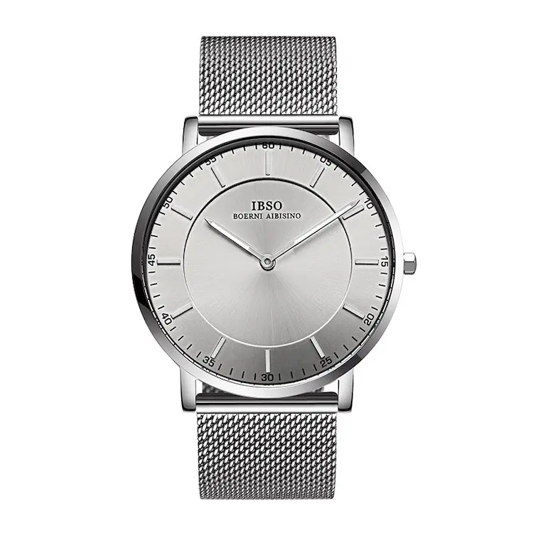 IBSO Men's Quartz Silver Stainless Steel Mesh Watch 2313G-Silver