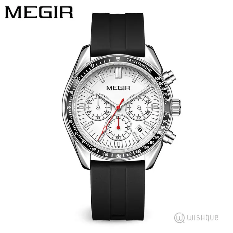 MEGIR Men's Sport & Business Silicone Strap Watch