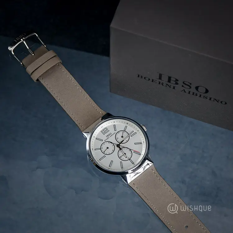 IBSO Mens Business Quartz Genuine Leather Strap Watch