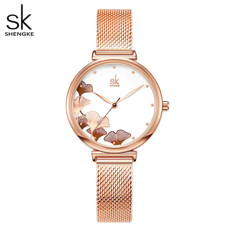 SK SHENGKE Women's Fashion Casual Dress Watch - Rose Gold K0139L01