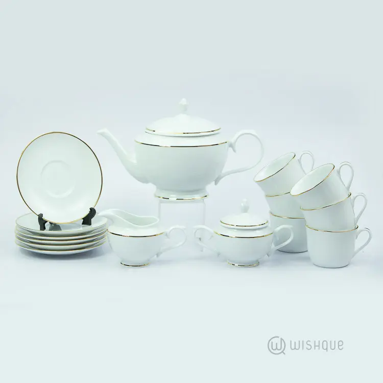 Cherry-R-Avi Gold 17 Pcs Dankotuwa Porcelain Tea Set