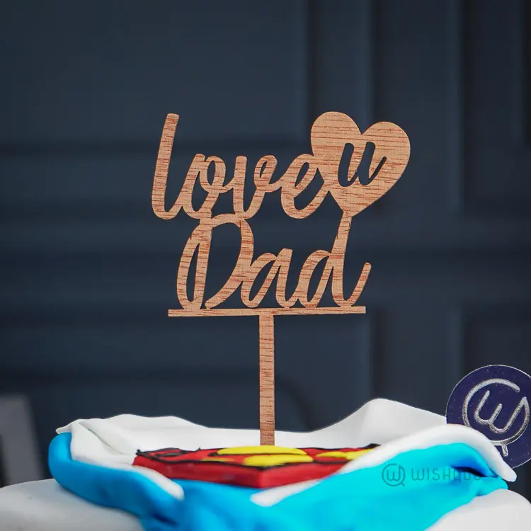 Love U Dad Wooden Cake Topper