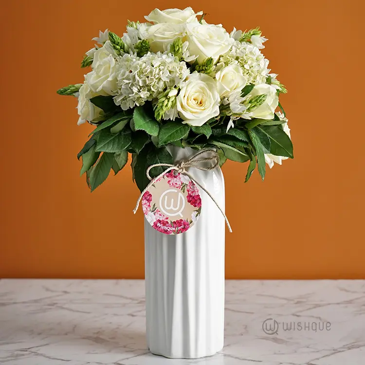 Avalanche Frosty Rose Vase Arrangement