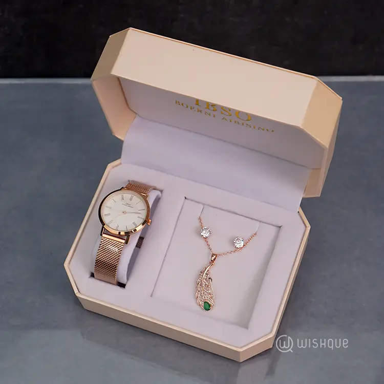 IBSO Women Luxury Quartz Jewellery Set Rose Gold RGL3630