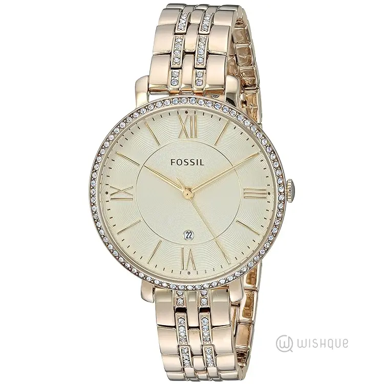 Fossil Jacqueline Women's Gold Dial Stainless Steel Band Watch ES3547