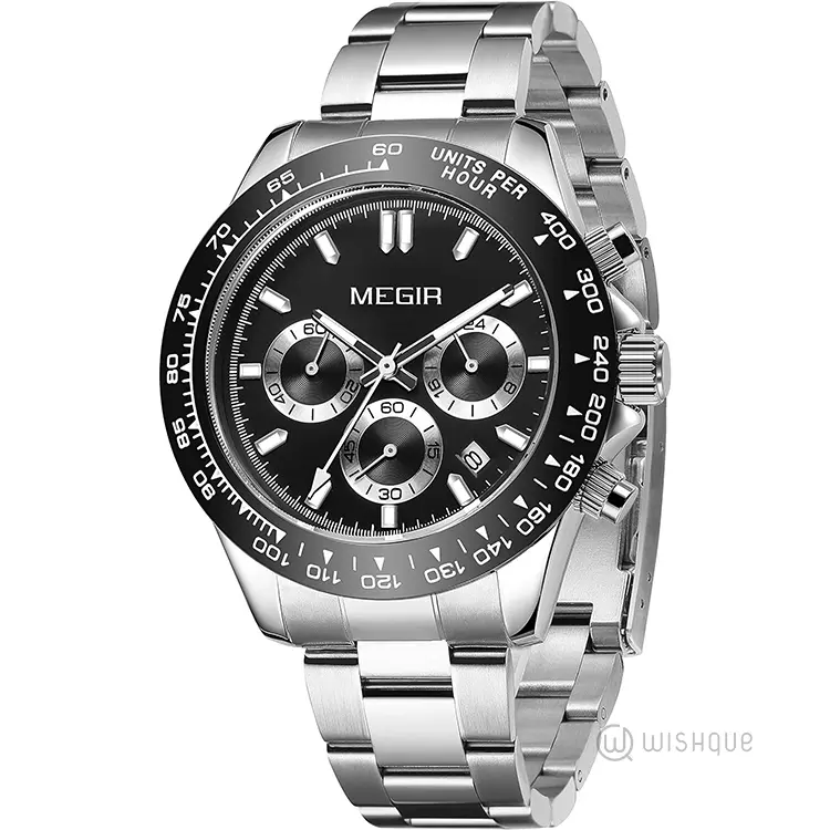MEGIR Men's Quartz Watch Fashion Luxury Military MS8104GS-BK-1