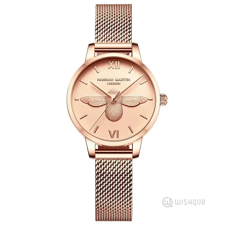 HANNAH MARTIN Rose Gold Dial Women's Analog Watch - 112F