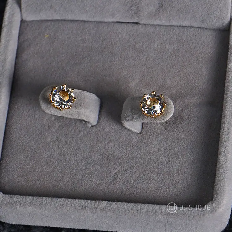 Solitaire Earrings With Cloe Crystals Yellow Plated