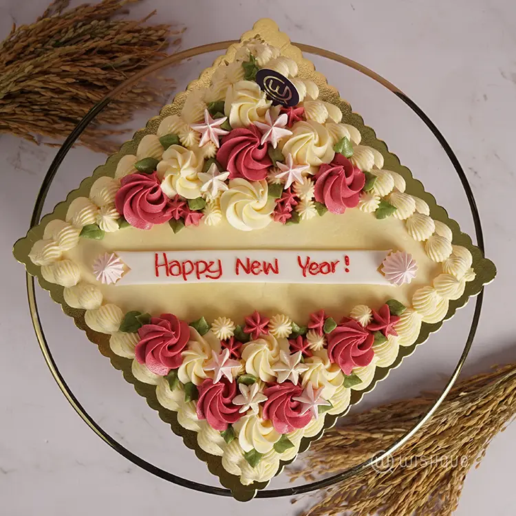 New Year Blossoms Ribbon Cake