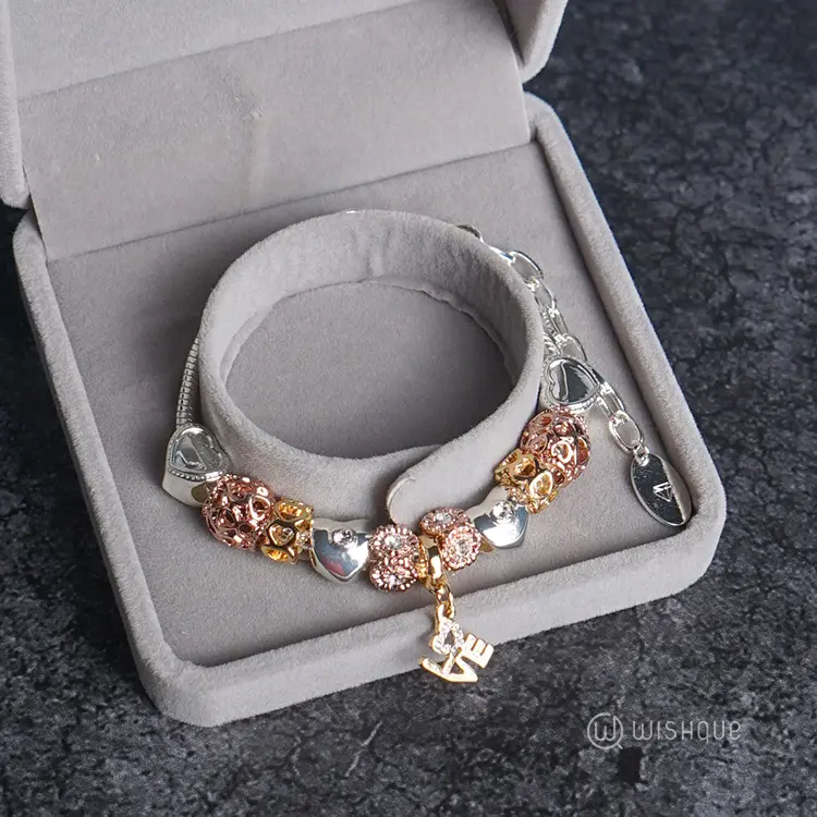 Sparkling Beads Bracelet With Cloe Crystals White, Yellow & Rose-Gold Plated